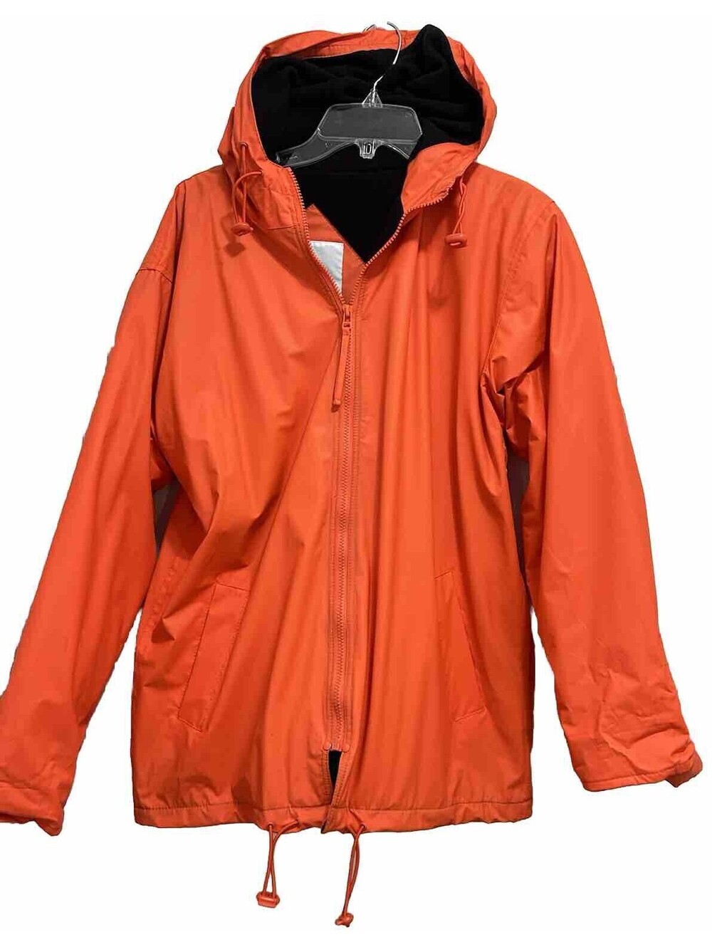 Misty Harbor Size M Orange Raincoat Fleece Lined Hooded Jacket Winter